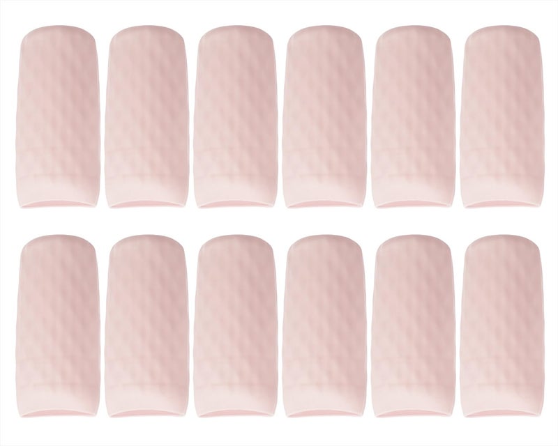 Mini Skater 12pcs Silicone Travel Bottle Cover Reusable Elastic Sleeve Fit Standard Toiletry Container Stretching Bottle Lid Cap for Luggage Bag Suitcase Prevent Leakage Solution (Light Pink) - Image 1